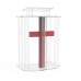 FixtureDisplays® Podium, Clear Ghost Acrylic w/ 110V Lighted Cross Pulpit, Lectern - Assembled 11969